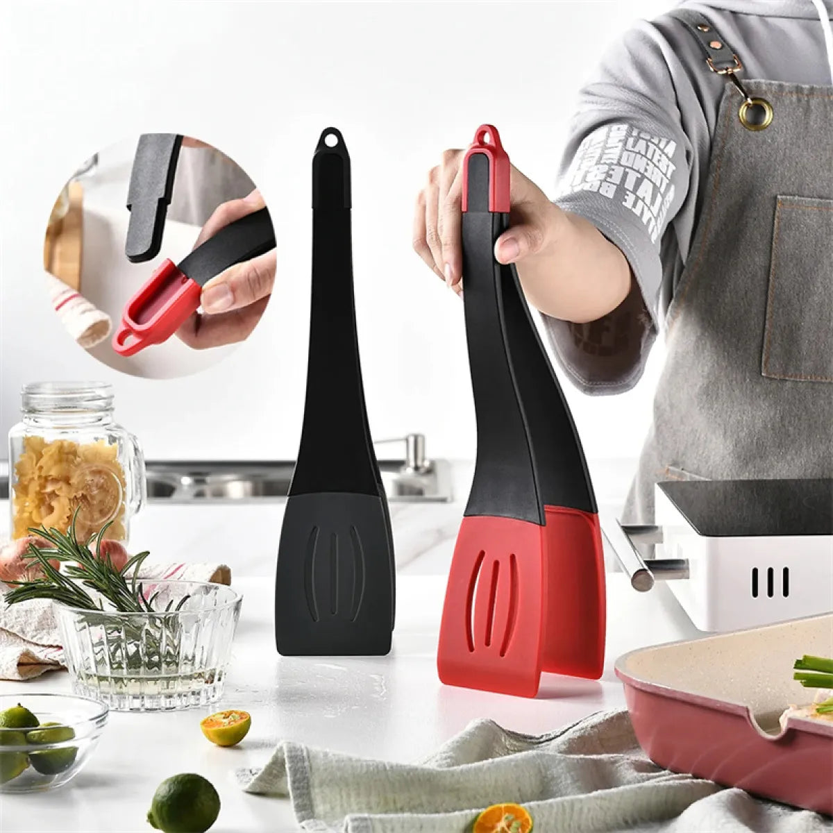 3-in-1 Silicone Frying Spatula Clip